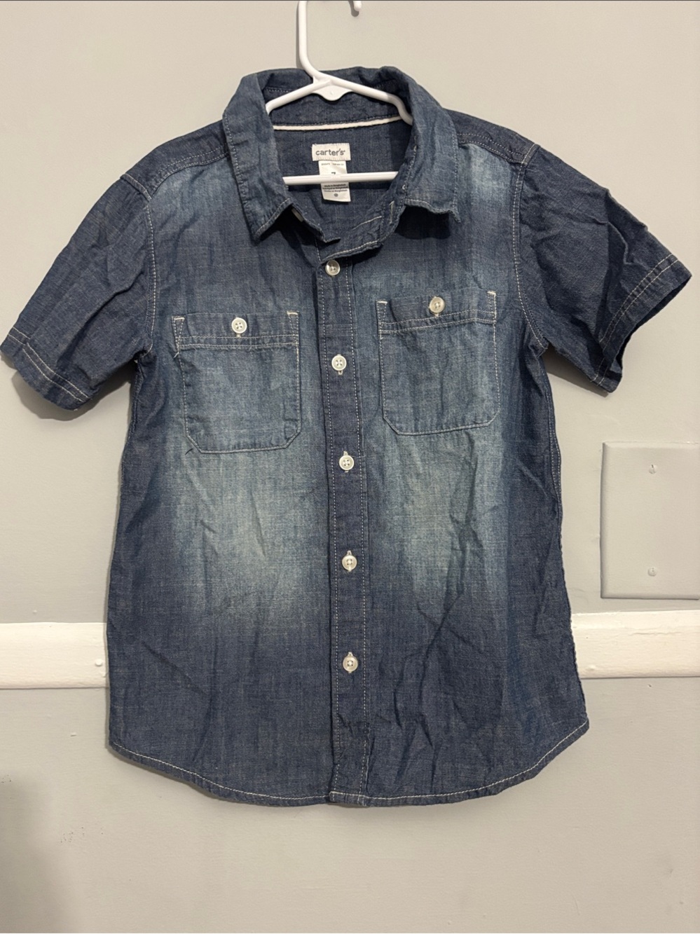 Carter's Short-Sleeve Denim Button-Down Shirt - Blue